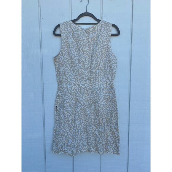 NWT Banana Republic Sheath Mini Dress, Tan / White Animal Print, Sz 8 - Picture 2 of 7